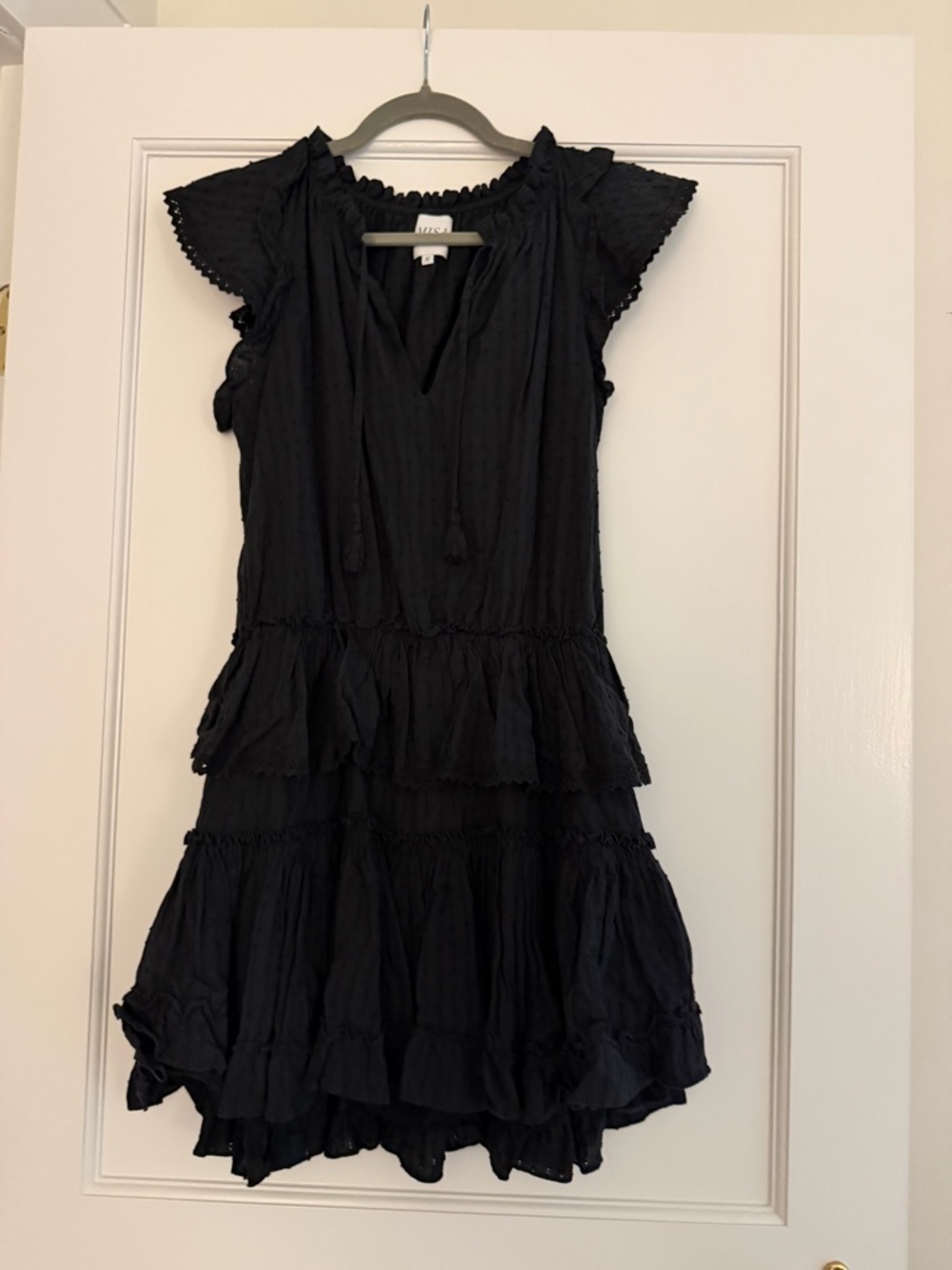 Misa Los Angeles Black Ruffled Neck Blouse